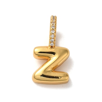 Brass Micro Pave Cubic Zirconia Pendants, Lead Free & Cadmium Free, Long-Lasting Plated Letter Z, 18x10x9mm, Hole: 5mm