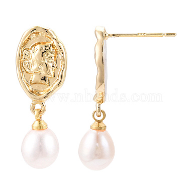 Natural Pearl Dangle Stud Earrings(PEAR-N020-06M)-2