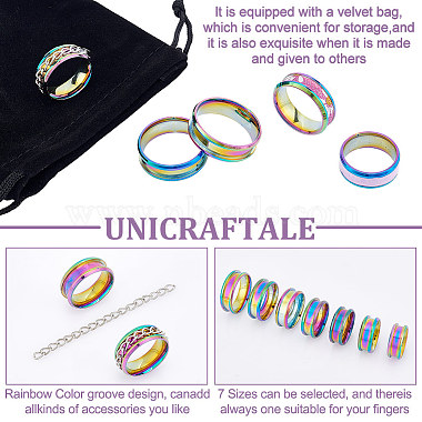 unicraftale 14Stk. 7 Stil 201 Gravierbarer gerillter Fingerring aus Edelstahl für Männer und Frauen(RJEW-UN0002-34)-5