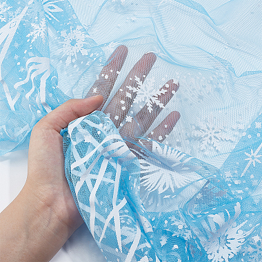 Snowflake Pattern Polyester Mesh Fabric(DIY-WH0387-87)-4