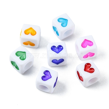 175Pcs 7 Colors White Opaque Acrylic Beads(MACR-YW0002-02)-2