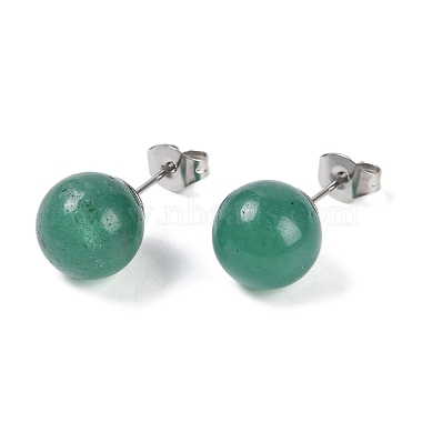 Clous d'oreilles aventurine vert naturel(EJEW-Z060-04P-01)-2