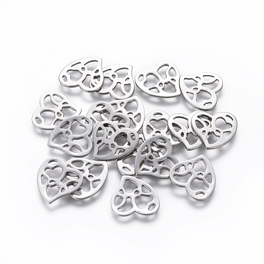 15mm Stainless Steel Color Heart Stainless Steel Cabochons