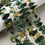 Synthetic Green and Yellow Quartz Beads Strands, Nuggets, with Seed Beads, 9~16x4~8x3~8mm, Hole: 0.9mm, about 47~55pcs/strand, 15.35~16.14''(39~41cm)(G-L649-A05-01)