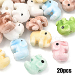 20Pcs Handmade Porcelain Beads, Famille Rose Style, Elephant, Mixed Color, 11x14x8mm, Hole: 1.6~1.8mm(PORC-YW0001-71F)