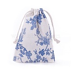 Burlap Packing Pouches, Drawstring Bags, Light Steel Blue, 17.3~18.2x13~13.4cm(ABAG-L005-G10)