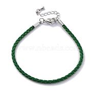 Polyester Cord Braided Bracelet Makings, with Stainless Steel Claw Lobster Clasps, Brass Findings, Long-Lasting Plated, Green, 7-3/8 inch(18.8cm)(MAK-Z003-01P-21)