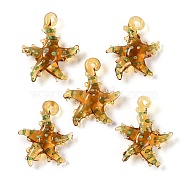 Handmade Lampwork Pendants, Bumpy, Starfish, Peru, 28~34x27~30x7~8.5mm, Hole: 2~2.5mm(LAMP-C015-02D)