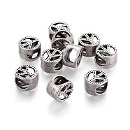 Tibetan Style Alloy European Beads, Large Hole Beads, Peace Sign, Lead Free & Nickel Free & Cadmium Free, Thailand Sterling Silver Plated, 10x7mm, Hole: 5mm(MPDL-14586-TAS-NR)