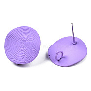 Spray Painted Iron Stud Earring Findings, with Vertical Loops, Flat Round, Medium Purple, 17mm, Hole: 2.5mm, Pin: 0.7mm(IFIN-N008-012B)