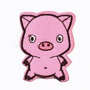 Pig Appliques, Computerized Embroidery Cloth Iron on/Sew on Patches, Costume Accessories, Pink, 51.5x38x1mm(DIY-S041-099)