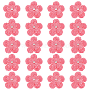 20Pcs 3D Flower Polyester Lace Computerized Embroidery Ornament Accessories, with Imitation Pearl Beads, for DIY Clothes, Bag, Pants, Shoes Decoration, Hot Pink, 45x45x6.5mm(DIY-GF0006-05A)