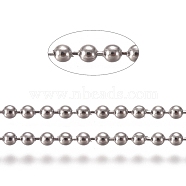304 Stainless Steel Ball Chains, with Card Paper, Stainless Steel Color, 1.6mm(CHS-E021-13J-P)