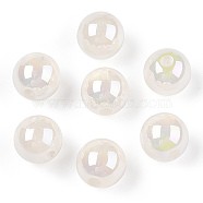 Translucent Resin Beads, Glitter Beads, Round, Beige, 8x7.5mm, Hole: 1.8mm(RESI-Z015-04J)