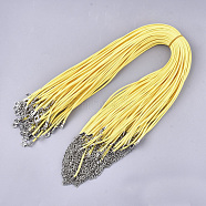Waxed Cord Necklace Making, with Zinc Alloy Lobster Clasps, Platinum, Yellow, 17.8 inch~18 inch(45.5~46cm), 2mm(NCOR-T001-62)