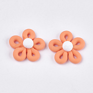 Handmade Polymer Clay Cabochons, Flower, Light Salmon, 27~28x26~28x10~11mm(CLAY-S091-33A)