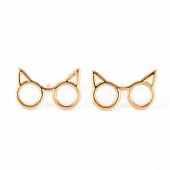 Brass Stud Earring Findings, Nickel Free, Glasses, Real 18K Gold Plated, 10.5x17.5x1mm, Pin: 1mm(KK-Q766-015-NF)