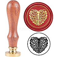 Brass Wax Seal Stamp with Handle, for DIY Scrapbooking, Heart Pattern, 3.5x1.18 inch(8.9x3cm)(AJEW-WH0184-0514)