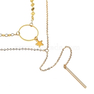 (Jewelry Parties Factory Sale)Pendant Necklaces Sets, with Brass Flat Sequin Chains & Cable Chains, Star 304 Stainless Steel Pendants & Bar Brass Pendants, Golden, 12.91 inch(32.8cm), 20.15 inch(51.2cm), 2pcs/set(NJEW-JN02931)