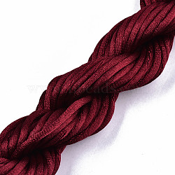 Polyester Thread, Dark Red, 2mm, about 10m/bundle(OCOR-S124-28)