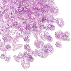 DIY Jewelry Making Finding Kit, Incluidng Transparent Acrylic Charms and Beads, AB Color, Mixed Shapes, Orchid, 11~21x12~27x3~7mm, Hole: 1~2mm, about 746pcs/500g(TACR-A004-02B)