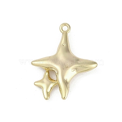 Brass Pendants, Star Charms, Real 18K Gold Plated, 23x19x4mm, Hole: 1.5mm(KK-Z078-26G)