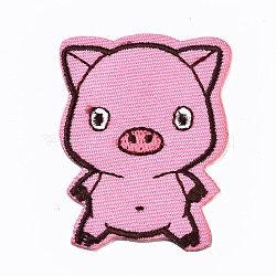 Pig Appliques, Computerized Embroidery Cloth Iron on/Sew on Patches, Costume Accessories, Pink, 51.5x38x1mm(DIY-S041-099)