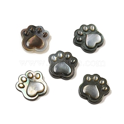 Natural Black Lip Shell Cat Paw Print Beads, 10x10x3mm, Hole: 0.5mm(SHEL-M021-04)