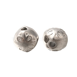 Anti-Tarnish 304 Stainless Steel Beads, Rhombus with Flower, Stainless Steel Color, 7mm, Hole: 1.8mm(STAS-I321-56P)