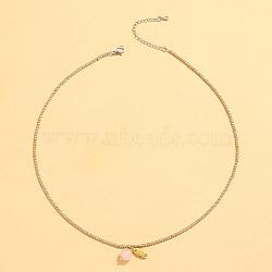 Stainless Steel Natural Stone Pendant Necklace 18K Gold Plated Women's Clavicle Chain, 16.54 inch(42cm)(HW0705-5)