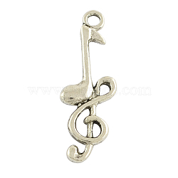 Tibetan Style Alloy Pendants, Musical Note, Cadmium Free & Nickel Free & Lead Free, Antique Silver, 31x11x2.5mm, Hole: 2mm, about 650pcs/1000g(TIBEP-3451-AS-NR)