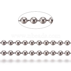 Tarnish Resistant 304 Stainless Steel Ball Chains, with Card Paper, Stainless Steel Color, 1.6mm(CHS-E021-13J-P)