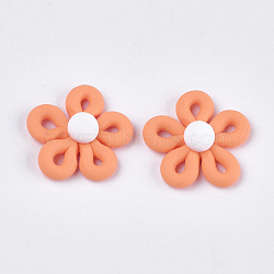 Handmade Polymer Clay Cabochons, Flower, Light Salmon, 27~28x26~28x10~11mm(CLAY-S091-33A)