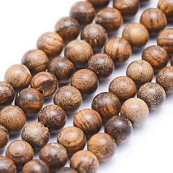Natural African Padauk Wood Beads Strands, Undyed, Round, 6mm, Hole: 1mm, about 64pcs/strand, 15.7 inch(40cm)(X-WOOD-P011-02-6mm)