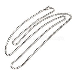 304 Stainless Steel Curb Chain Necklaces, for Beadable Necklace Making, Stainless Steel Color, 29.53 inch(75cm), Wide: 2.5mm(NJEW-D065-01P)