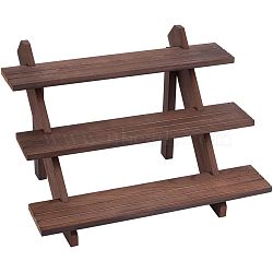 DIY 3 Tier Wooden Display Riser Kit, for Models, Building Blocks, Doll Display Holder, Storage Organizer Rack, with Screws & Wing Nuts, Coffee, 39x7.6x1.1cm(ODIS-WH0029-25B)