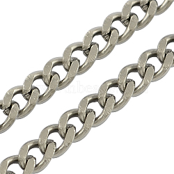 304 Stainless Steel Twisted Chains Curb Chain, Unwelded, for Men's Chain Necklace Making, Stainless Steel Color, 6x4x1.2mm(X-CHS-R001-1.2mm)