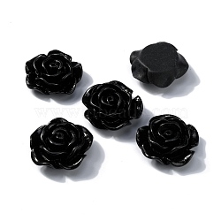 Opaque Resin Cabochons, Rose, Black, 25x25.5x10mm(CRES-WH0013-04E)