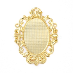 Alloy Pendant Cabochon Settings, Plain Edge Bezel Cups & Rhinestone Settings, Plain Edge Bezel Cups, Oval, Golden, Tray: 30x20mm, Fit for 1.2mm and 1.6mm Rhinestone, 49x36x2mm, Hole: 1.6mm(PALLOY-E577-31G)