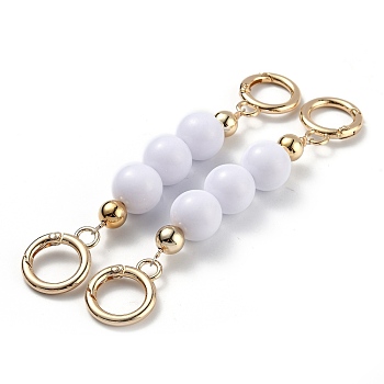 Bag Extender Chain, with ABS Plastic Beads and Light Gold Alloy Spring Gate Rings, for Bag Strap Extender Replacement, White, 13.8cm