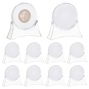 Platic Protection Box & Display Stand Set, for Souvenir Medals, Commemorative Coin, Clear, Finished Product: 20x66.5x63mm