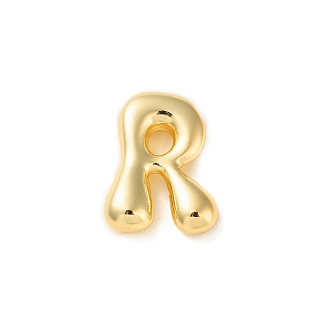 Brass Pendants, Real 18K Gold Plated, Letter R, 23x18x6.5mm, Hole: 3x2.5mm