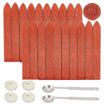 CRASPIRE DIY Scrapbook Kits, Including Candle, Stainless Steel Spoon and Sealing Wax Sticks, Chocolate, 9x1.1x1.1cm, 20pcs