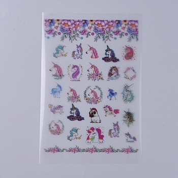Filler Stickers(No Adhesive on the back), for UV Resin, Epoxy Resin Jewelry Craft Making, Unicorn Pattern, 150x100x0.1mm