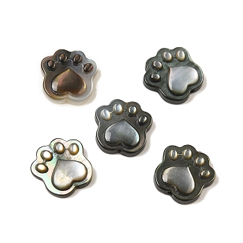 Natural Black Lip Shell Cat Paw Print Beads, 10x10x3mm, Hole: 0.5mm