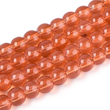 Baking Paint Glass Beads Strands, Imitation Opalite, Round, Coral, 6mm, Hole: 1.3~1.6mm, about 133pcs/strand, 31.4 inch