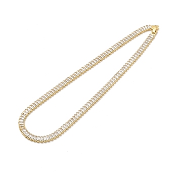 Clear Cubic Zirconia Classic Tennis Necklace for Girl Women Gift, Chain Necklaces with Rack Plating Brass Fold Over Clasps, Lead Free & Cadmium Free, Long-Lasting Plated, Real 18K Gold Plated, 16-1/8 inch(41cm)