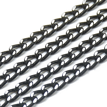 3.28 Feet Unwelded Aluminum Curb Chains, Black, 5x3.3x0.9mm