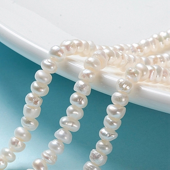 Natural Cultured Freshwater Pearl Beads Strands, Rondelle, Antique White, 4.8~5.5x3.5~4.5mm, Hole: 0.5mm, about 49pcs/strand, 7.01 inch(17.8cm)