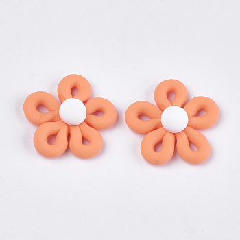 Handmade Polymer Clay Cabochons, Flower, Light Salmon, 27~28x26~28x10~11mm